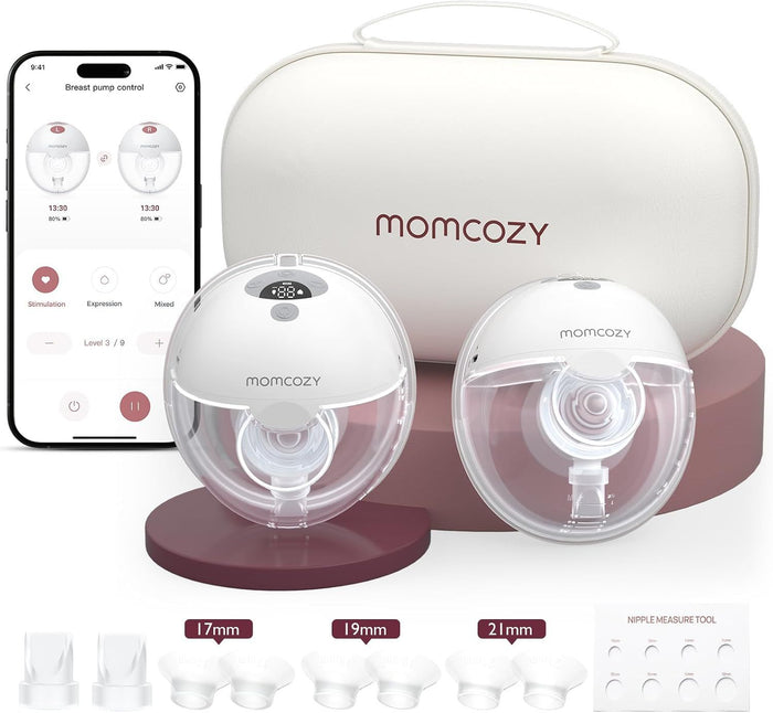 Momcozy M5 Smart Hands-Free Wearable Breast Pump (Cozy Gray, 2 Count)