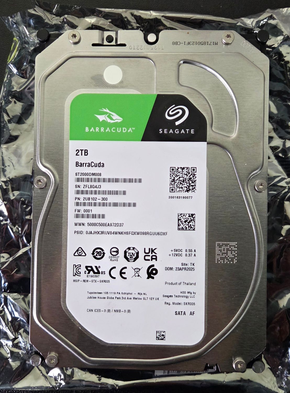 Seagate BarraCuda 2TB Internal Hard Drive HDD – 3.5 Inch SATA 6Gb/s 7200 RPM